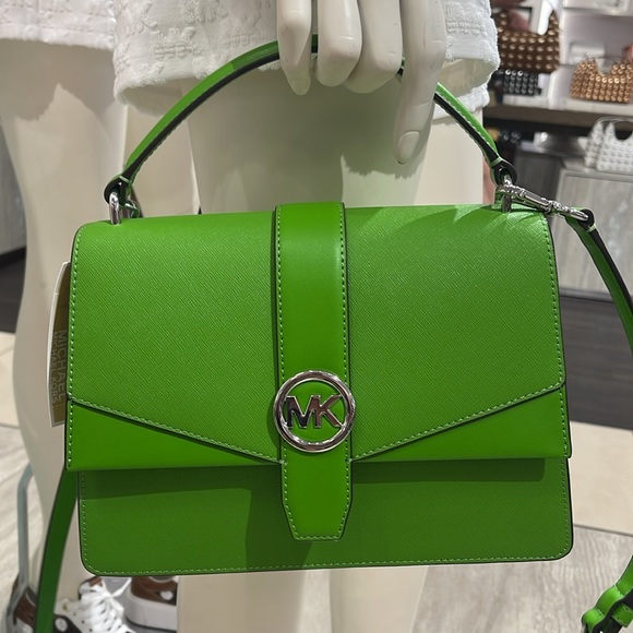 Michael Kors Greenwich Medium Saffiano Leather Satchel Crossbody Shoulder Bag - Picture 14 of 16